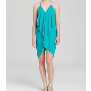 Olivaceous turquoise draped dress XS